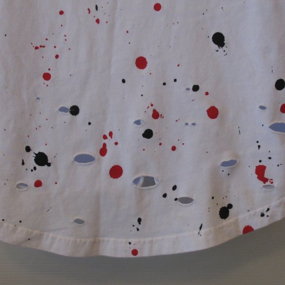 Black Kaviar Tshirt Tee Medium Destroyed Ink Spots Patches White Excellent SALE - Picture 6 of 6